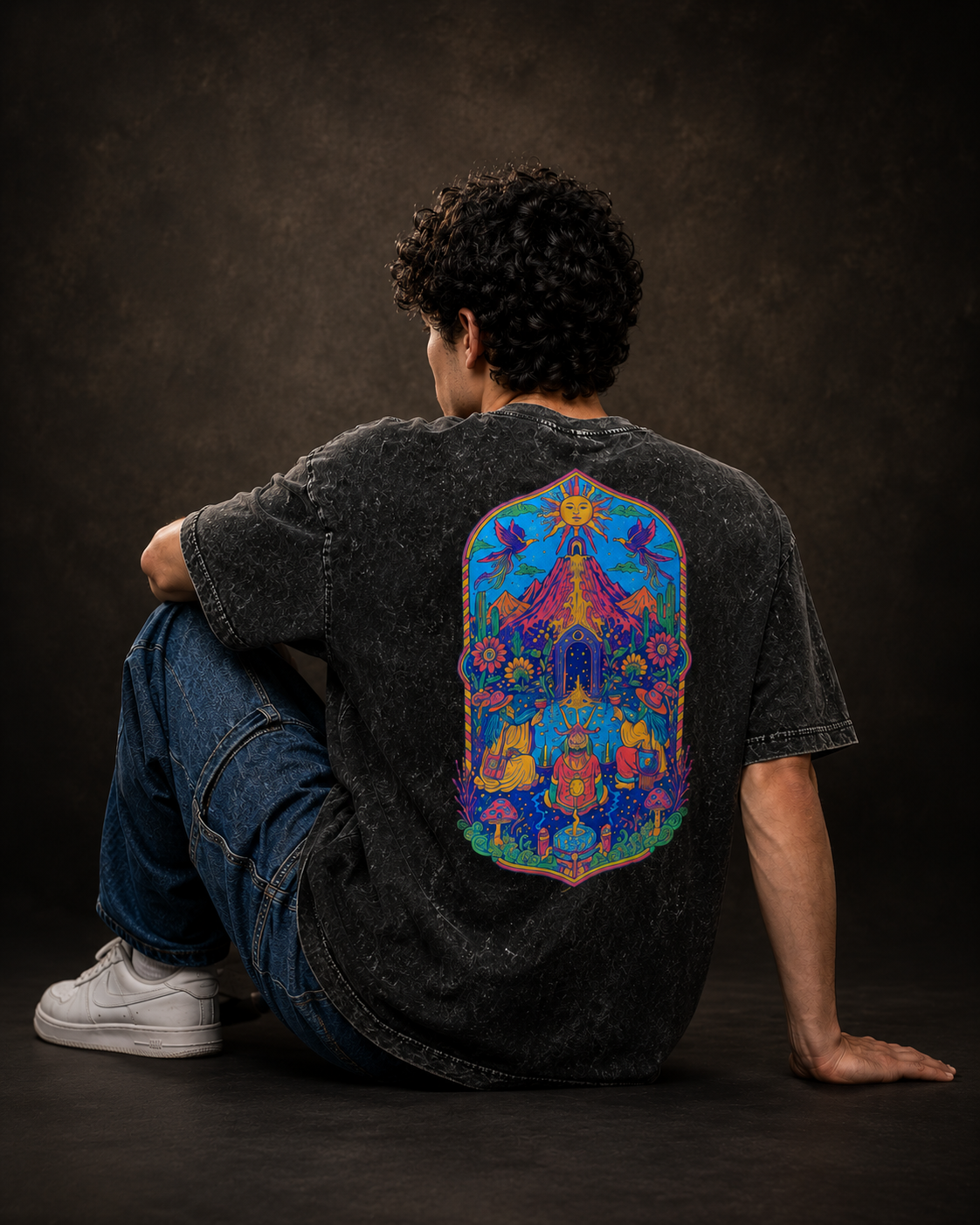 Follow The Inner Sun - Acid Washed Oversized Tee